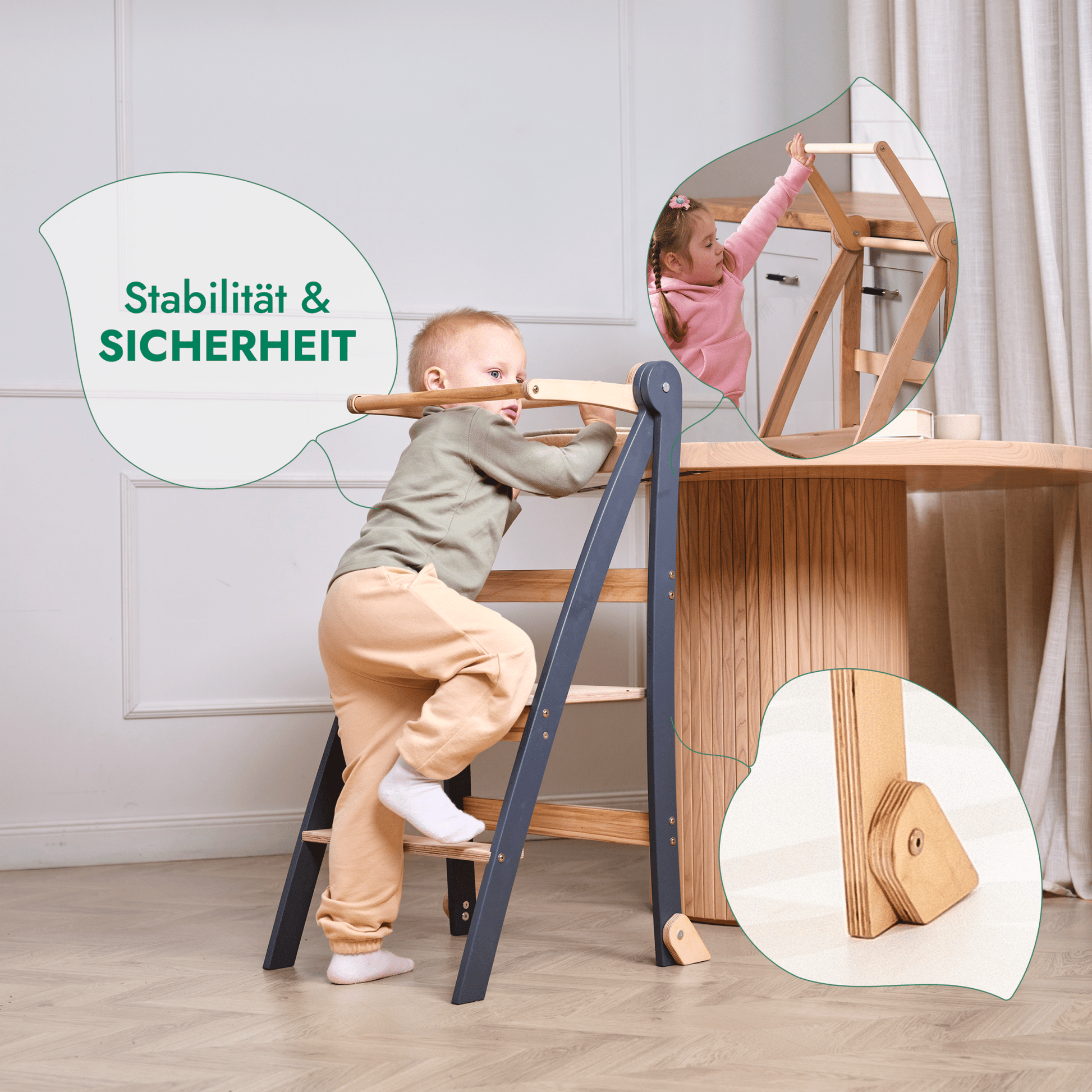 Holz Lernleiter Montessori: Hocker für Kinder - Beige-4